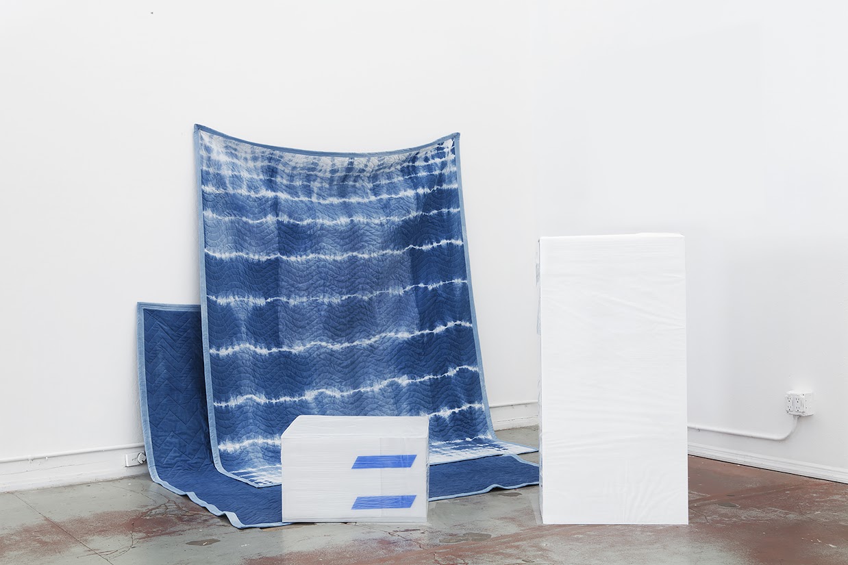 Untitled (Moving Blankets) and Untitled (Pedestal & Vitrine)